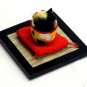 "Cocoon Doll" Japanese Hand Made Yellow Cat on Zabuton