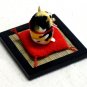 "Cocoon Doll" Japanese Hand Made Yellow Cat on Zabuton
