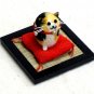 "Cocoon Doll" Japanese Hand Made Yellow Cat on Zabuton