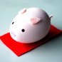 Sitting Wooden Pink Pig made by Kokeshi Doll Artist