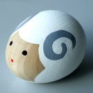 Sitting Wooden Sheep handmade by Kokeshi Doll Artist