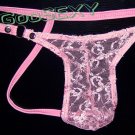 K41004 Hot Men Sexy String Pouch Thong LACE PINK M