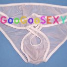 K1534 HOT MEN COOL SHEER BIKINI POUCH OPEN TWIST White