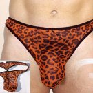 N3012 Leopard Print HOT MEN MESH THONG Semi SEE-THRU orange