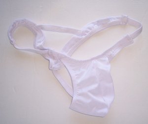 K442A HOT MEN STRING THONG CONTOURED POUCH Triangle Back white