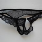 K1533A HOT MEN LACE THONG C-THRU FRONT OPEN PLAYWEAR black