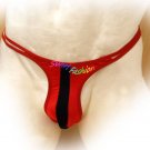 K333 HOT SEXY MEN MINI POUCH THONG Patchwork 2-Color red+black M