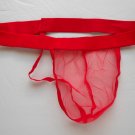 K037 HOT SEXY MEN'S C-THRU SHEER POUCH STRING THONG Red