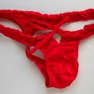 K326B HOT SEXY MEN SKIMPY POUCH THONG DRAWSTRING Red