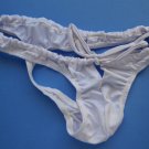 K326B HOT SEXY MEN SKIMPY POUCH THONG DRAWSTRING White