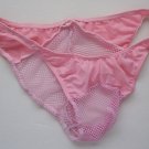 K1553 HOT SEXY MEN BIKINI FISHNET C-THRU POUCH & BACK Pink