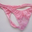 K1560 HOT SEXY MEN T-BACK THONG FISHNET C-THRU POUCH Pink
