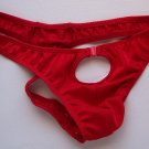 K329A HOT SEXT MEN SWIM THONG w/ Hole & Clips Closure Red