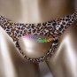 K337 HOT SEXY MEN THONG FRONT OPEN w/ CLIPS Leopard printed Velvet