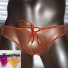 Ky008 HOT SEXY MEN BIKINI BRIEF C-THRU SHEER Orange