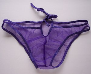 Ky008 HOT SEXY MEN BIKINI BRIEF C-THRU SHEER Purple
