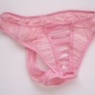 K347 HOT SEXY MEN C-Thru Thong Crotch Hole Front Open LtPink