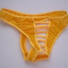 K347 HOT SEXY MEN C-Thru Thong Crotch Hole Front Open Gold