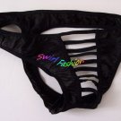 K347 HOT SEXY MEN C-Thru Thong Crotch Hole Front Open Black
