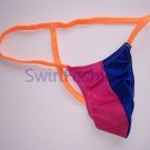 RC453 C45 Hot Men Sexy Stretch Swim String Thong Rose/Royal Pouch Orange Strings