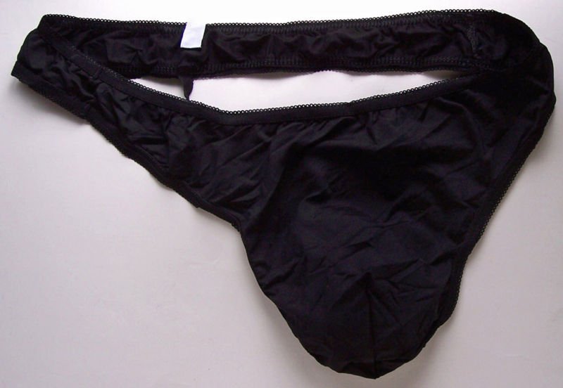 KZL3441 HOT SEXY MEN POUCH STRING THONG SOFT TRICOT black