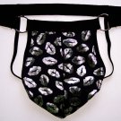 G13 HOT SEXY MEN JOCK STRAPS Metallic Silver Lips print  Black