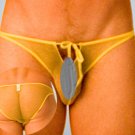 H1526 HOT SEXY MEN C-thru Sheer Bikini Open Ties Yellow