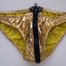 K365 HOT MENs Sexy Metallic BIKINI Zipper POUCH Shiny Gold