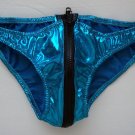 K365 HOT MENs Sexy Metallic BIKINI Zipper POUCH Shiny Turquoise