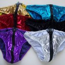 K365 HOT MENs Sexy Metallic BIKINI Zipper POUCH Shiny 6-pair-lot