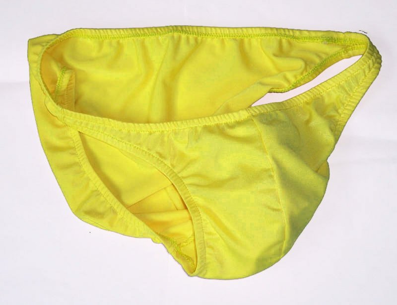 K318 HOT MEN SEXY SWIMWEAR FABRIC BIKINI SHINY Yellow