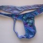 K326C HOT MEN SKIMPY POUCH THONG Metallic Silver Dots Blue/purple