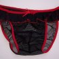 RC4467 Men String Bikini Ruffle Mesh Red Trim Black