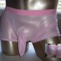 RG638B Hot Mens Mesh Trunk Boxer Brief Sleeve Pink
