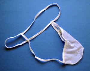 N3022A HOT MEN C-THRU MESH G-STRING THONG POUCH White