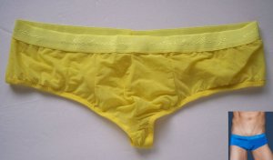 K359B MENs SEXY HIPSTER PANTIES BIKINI Silky Low Rise YELLOW