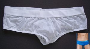 K359B MENs SEXY HIPSTER PANTIES BIKINI Silky Low Rise WHITE