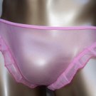 R466 HOT SEXY MEN MESH T-BACK THONG C-thru Ruffle Pink