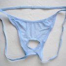 N2022 HOT MEN C-THRU MESH JOCK STRAP POUCH HOLE LtBlue