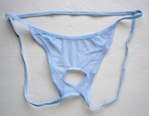 N2022 HOT MEN C-THRU MESH JOCK STRAP POUCH HOLE LtBlue