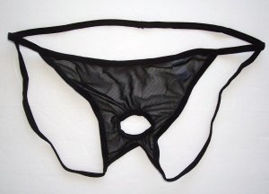 N2022 HOT MEN C-THRU MESH JOCK STRAP POUCH HOLE Black