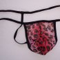 GM006 String Thong Leopard Printed Mesh Posing Pouch Red