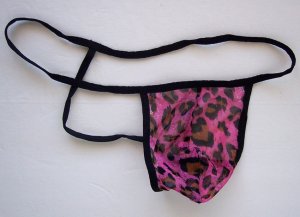 GM006 String Thong Leopard Printed Mesh Posing Pouch Pink