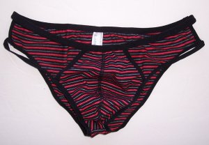 N3619 HOT SEXY MENs String Bikini Striped Small Pouch red/white/black