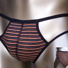 N3619 HOT SEXY MENs String Bikini Striped Small Pouch orange/white/black