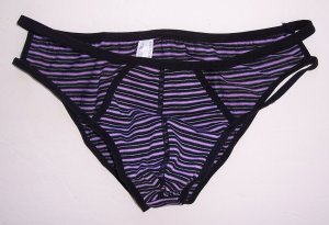 N3619 HOT SEXY MENs String Bikini Striped Small Pouch purple/white/black