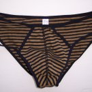 N3619 HOT SEXY MENs String Bikini Striped Small Pouch brown/black