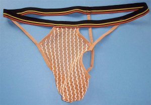G8856 Hot Mens String Thong C-thru Stripe Posing Pouch brown