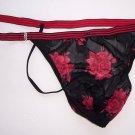 G225 Mens String Thong Mesh Posing Pouch Floral Printed Red/black