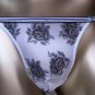 G225 Mens String Thong Mesh Posing Pouch Floral Printed White